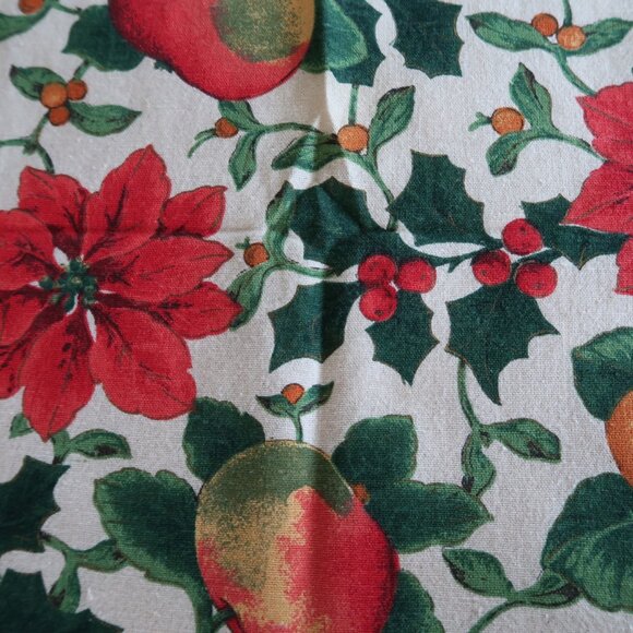 Christmas Poinsettias and Fruit Print Table Runner Homespun Style - Picture 3 of 8